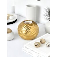 1PC Round Ceramic Advanced Art Candlestick Suitable Living Room Desktop Office Decoration Candlestick Beautiful Ornament