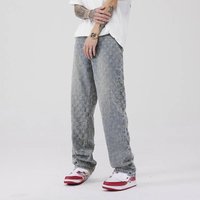 Men's Clothing hiphop pants high street ins trendy brand jacquard full print design jeans men's loose wide leg pants trend