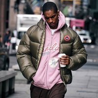 Clothing Gothic Streetwear Reversible Puffer Jacket – Oversized Hooded Zip Up Coat Embroidered Detailing 