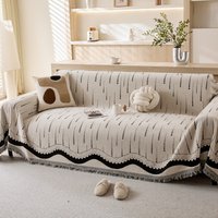 Luxury Chenille Sofa Cover – Premium Stretchable Slipcover For 3-Seater Couch, Modern Minimalist Design, Solid Color Home Decor, All-Season Protection