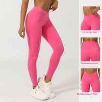 Women's Nude Cross V-shaped Nine Point Yoga Pants Without T-line Peach Hip Lifting Quick Drying Sports Pants