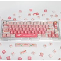 Pink Peach Original Factory Mechanical Keyboard Personalized Keycap Heat Upgraded PBT Accepts Customization