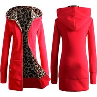 Fleece Lined Leopard Print Hoodie – Oversized Winter Pullover Scarf Collar Thickened Cotton Like Fabric 6 Vibrant Colors 