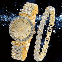 Women’s Watches Watch Set Luxury Exquisite Ladies Watch Full Diamond Fashion Watches+bracelet Two-piece