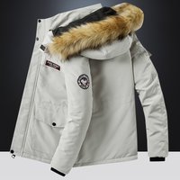  Winter Hooded Down Jacket Short Puffer Coat Fur Trim Warm Thickened Outerwear Cold Weather 