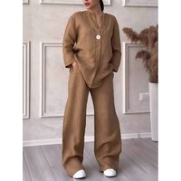 Women's Clothing 2 Piece Set Large Size Cotton And Linen Shirt Set High Waist Loose Pants