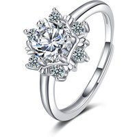 Yamaler Ring Shiny Rhinestone Inlay Snowflake Open Ring Elegant Decoration Copper Jewelry Women Finger Ring Banquet Accessories Jewelry Gift