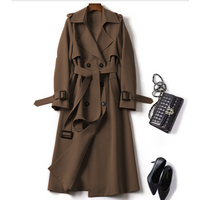 Clothing Double breasted trench coat spring temperament commuting Korean version small popular British style long coat