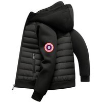 Lightweight Quilted Hooded Jacket Solid Striped Design Slim Fit Casual Everyday Winter Outerwear.