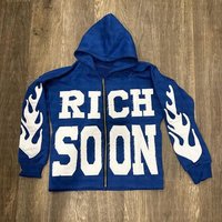 Letter Print Zipper Cardigan Casual Personality Trend High Street Hip Hop Style Sweatshirt