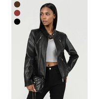 Clothing Slim Fit Leather Jacket Outerwear Faux Fur Coat
