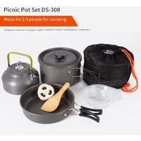 Camping Cookware Set For 3-4 People - Lightweight & Portable Includes Pot Pan & Kettle Perfect For Hiking Picnic & BBQ