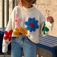 Clothing Colored Small Flower Sweater Heavy Embroidery Pullover Knitted Sweater