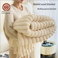 Thickened Cold Proof Rabbit Plush Thin Blanket Cover Office Nap Air Conditioning Blanket Sofa Cover Blanket Coral Fleece Small Blanket