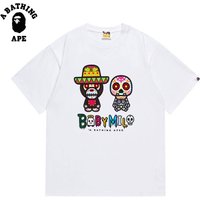 BATHING APE BAPE Cartoon Skull Print Round Neck T shirt Made Pure Cotton Fabric Both
