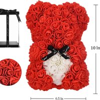 Eternal Rose Teddy Bear - 25cm Handmade Foam Flower Bear Gift For Valentine's Day, Wedding, Birthday (Red, Wine, Pastel, White, Royal Blue)"