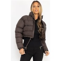 Thickened Puffer Jacket Winter Coat Warm Short Down Alternative Polyester Loose Fit Stand Collar S M L