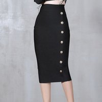 2022 Summer Elegant Midi Pencil Skirt High Waisted Long Bandage Skirt Elastic Button Clothes Bodycon Bandage Skirts for119769293