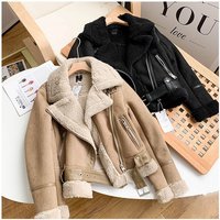 Women's Clothing Autumn And Winter New Pu Leather And Fur Motorcycle Clothing Lamb Wool Loose Style Jacket Women's Thickened Jacket Leather Jacket