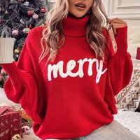 Clothing Christmas turtleneck sweater clothing autumn winter loose bat sleeve outer wear knitted tops