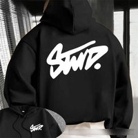 Trendy Drop Shoulder Hooded Sweatshirt Spring Autumn Style Letter Print Loose Couple Jacket Street Style