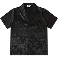 Ropa para hombre, nuevo estilo, personalidad, estilo hip-hop callejero, playero, holgado, con estampado floral negro, camisa de manga corta, cárdigan