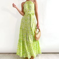Clothing Beach Vacation Print Hanging Neck Dress