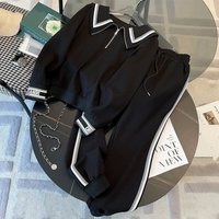 Clothing Casual sports suits autumn winter style fashionable stylish age reducing zipper doll collar two piece suit