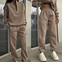 Clothing versatile casual fashion thickened long sleeved sweatshirt trousers two piece suit