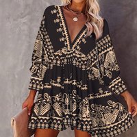 Autumn Fashion Bohemian Loose Autumn Long Sleeve Dress