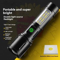 Function LED Flashlight Power Zoomable COB Side Light Laser Beam Portable Tactical Flashlight Outdoor Camping Emergency