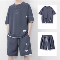 Tops Pants Waffle Sports Suits Ice Feeling Breathable Short Sleeved Shorts Two Piece Suits