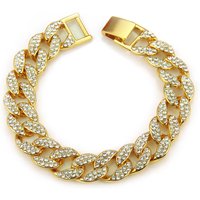 Men Iced Out Cuban Link Bracelet Simulated Diamonds Bracelet Cuban Links & Chains Alloy Bracelet for Bangle Male Jewelry