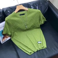 Clothing 2024 Spring Summer Short sleeved Knitted T shirt Half sleeved Personalized Bottoming Shirt Solid Top Trend