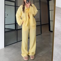 Clothing Long Sleeved Shirt Trousers Loose Solid Lace Suit Casual Two Piece Suit
