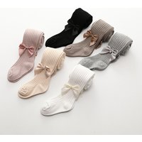 Spring Cotton Socks Tights Wide Stripe Bow Trendy Soft
