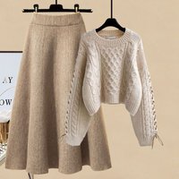 Autumn Winter Suit 2025 Salt Wear Design Sense Knitted Sweater Thin Skirt Two piece Set