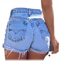 high-waist denim street shaving edge raw edge women's slim denim shorts women's clothing