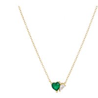 Jewelry Emerald Heart Shaped Zircon Sterling Necklace Niche Light Luxury High End Simple Versatile Clavicle Chain