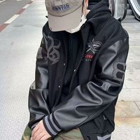 Clothing 2024 national fashion brand baseball uniform spring autumn masked general embroidery PU leather jacket high street