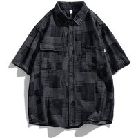 men's short-sleeved shirt men's summer shirt boys' tops trendy brand trend summer casual workwear jacket inch shirt