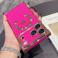 17 Plating Heart Cases Iphone 16 Pro Max 15Pro 14 Plus 13Pro Wireless Charging Soft Phone Case