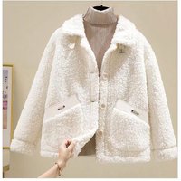 Women's Short Fleece Lined Jacket With Windproof & Warm Plush Fur, Korean Style Winter Coat (Beige, Coffee, Pink, Apricot) - S-xxxl