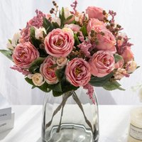 Foreign Trade Direct Supply European Style 5 Head Autumn Peony Artificial Home Decoration Shooting Props Background