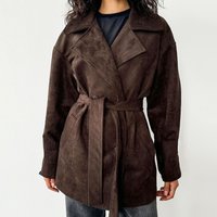 Retro Suede Jacket Lace Up Coat Design Sense Temperament Fashion 2025 Autumn Winter Style