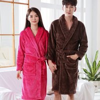 Couples Flannel Robe 100% Polyester Plush Bathrobe & Winter Warm Loungewear 14 Colors