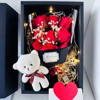 Festival Gifts Christmas Valentines Day Soap Flower Dried Flower Mixed Bouquet Gift Box Girlfriends Birthday Gift LED Light Bouquet Gift