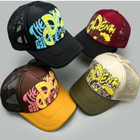 Men's Women's Spring Summer Cartoon Color Block Printed Letter Baseball Cap Sunshade Mesh Japanese Style Truck Hat