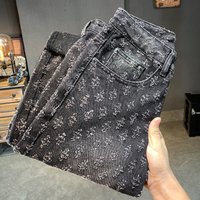 Men's Clothing Loose Straight Black Washed Jeans