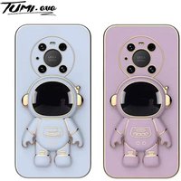 Astronaut Folding Stand Phone Case Huawei Mate 10 20 30 40 Y6 Y7 Y9 Prime 2019 P50 P40 Pro P30 Lite P20 Plating Soft